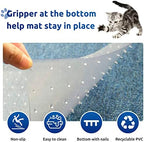 Clear non slip plastic stopper mat seamlessly blending into home interior flooring.