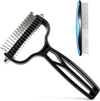 Double Sided Dematting Comb for Cats & Dogs, Undercoat Rake, Safe Deshedding Grooming Tool, Gentle Matt Remover Detangler for Long Thick Haired Pets, Ergonomic Pet Grooming Brush (Black) - Image 13