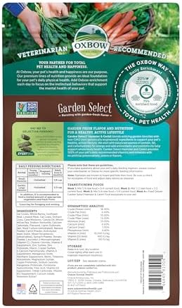 Oxbow 1.5 pound bag showing non-GMO daily diet details