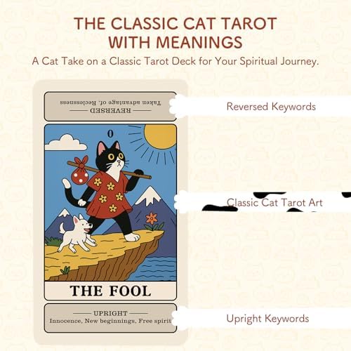 BWTY feline themed learning tarot cards with shimmering gold gilded edges