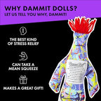 Close up view of the therapeutic poem stitched on the corporate stress doll