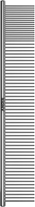 Authentic Andis USA imported pet comb packaging showing silver stainless steel construction