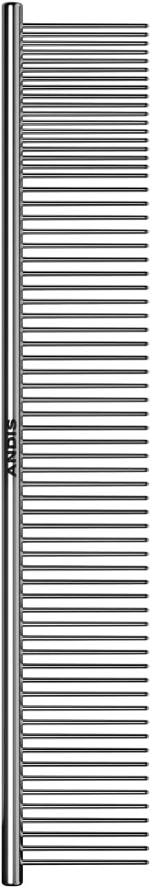 Authentic Andis USA imported pet comb packaging showing silver stainless steel construction