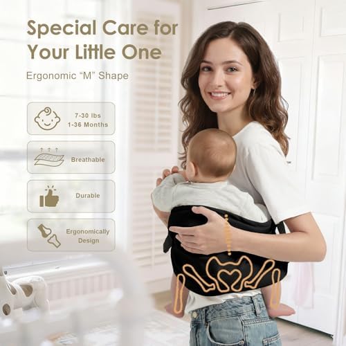 BAMBORA black baby holder carrier packed compactly for easy travel use.