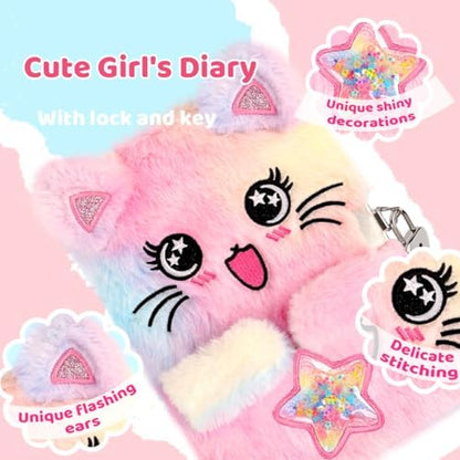 Side profile of A Star-Cat fuzzy diary with secure lock