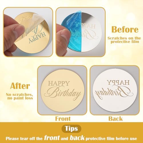 Gold acrylic cupcake toppers on decorated birthday cupcakes