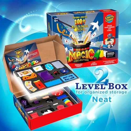 Open two-drawer performance chest showcasing organized magic props and standard accessories.