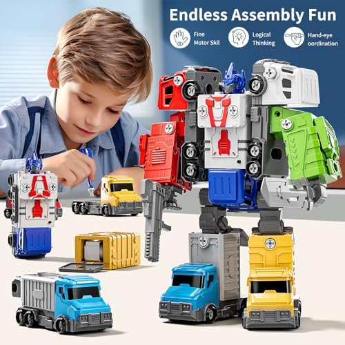 The five individual construction trucks separated for individual vehicle play.