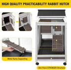 Aivituvin Rabbit Hutch 62" Rabbit Cage Indoor Outdoor Chicken Coop Guinea Pig Cage on Wheels Bunny Cage with 3 Deep No Leakage Pull Out Tray,Waterproof Roof (Brown) - Image 7