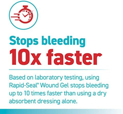 Emergency first aid kit essential featuring two tubes of Rapid-Seal bleeding control gel