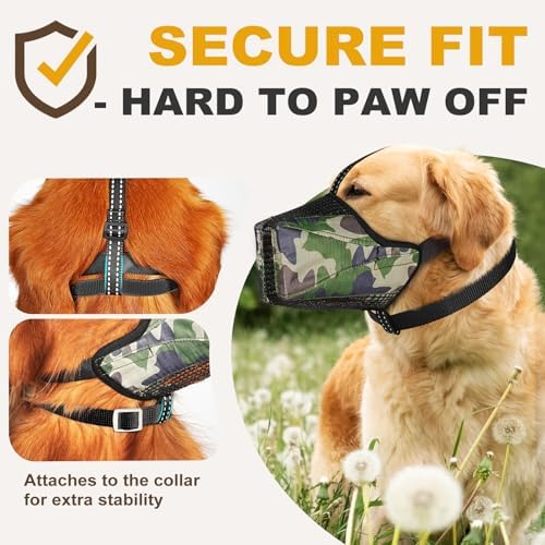 Pawfun adjustable mesh puppy muzzle camouflage pattern close up look