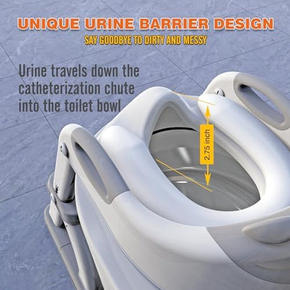 Ergonomic easy grip safety handles and high splash guard on the SKYROKU trainer seat.