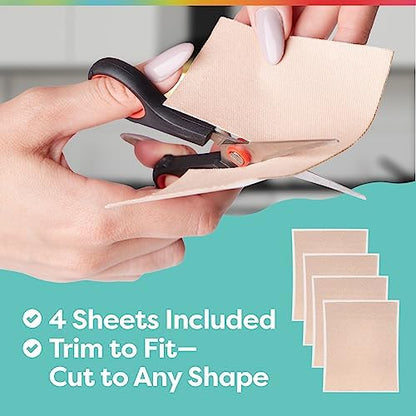 Four pack of beige moleskin sheets for preventing foot calluses.
