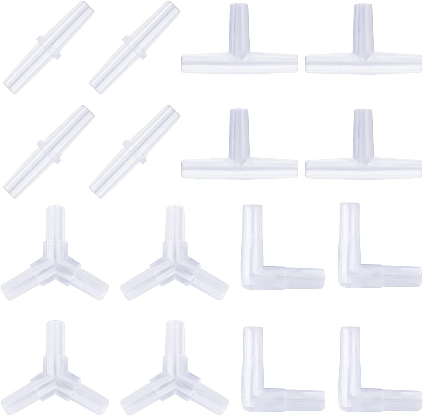 Pawfly aquarium airline tubing connectors forty piece pack front view showcasing various plastic inline valve shapes for fish tanks