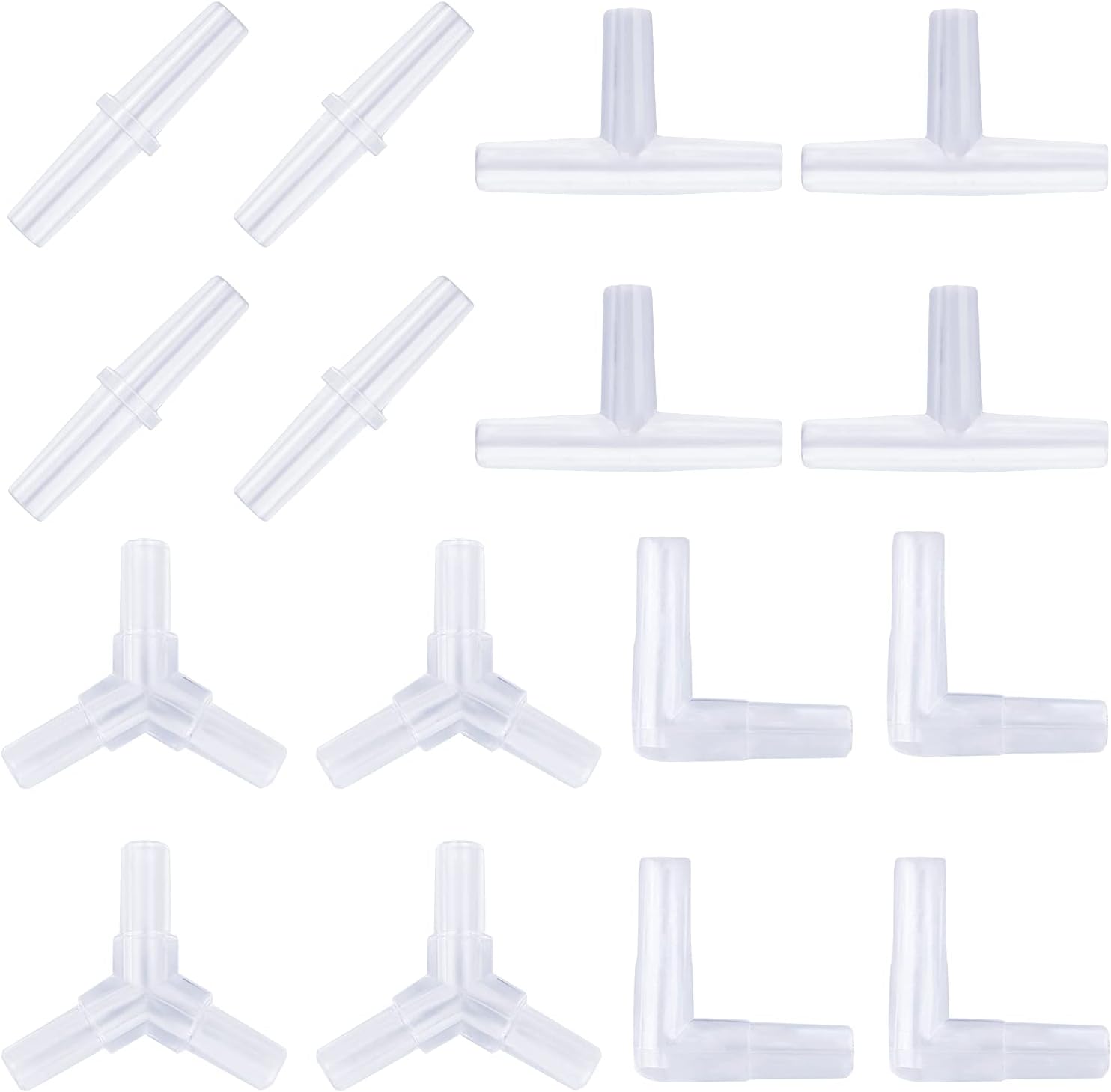 Pawfly aquarium airline tubing connectors forty piece pack front view showcasing various plastic inline valve shapes for fish tanks