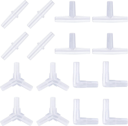 Pawfly aquarium airline tubing connectors forty piece pack front view showcasing various plastic inline valve shapes for fish tanks