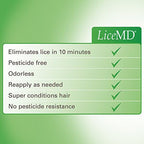 Back of LiceMD packaging showing ingredients and usage instructions for egg removal.