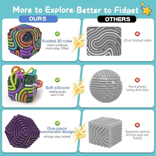 DdLuck BunnyBoo 3D silicone toy close up displaying the six unique textured sides for autism relief.