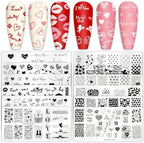 Generic 12 piece Valentine's Day nail art stamping plate kit front view