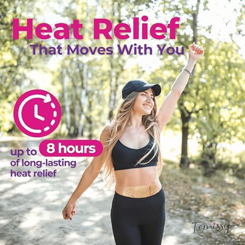 Individual Femissy heating patch showing natural herbal ingredients for pain relief.