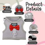 Aiitle small animal vest harness size chart displaying chest and neck girth guidelines