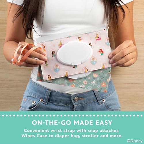 Wipes case attached to a stroller handle for travel