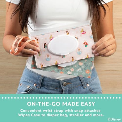 Wipes case attached to a stroller handle for travel