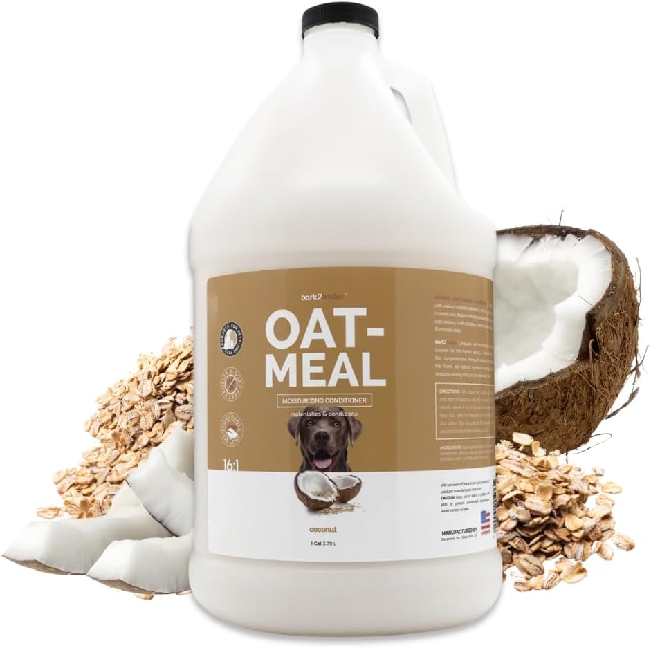 Bark2Basics Oatmeal Conditioner one gallon front view professional grooming bottle