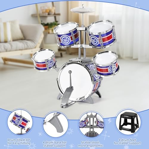 Upgraded plastic rock jazz drum kit for kids musical development