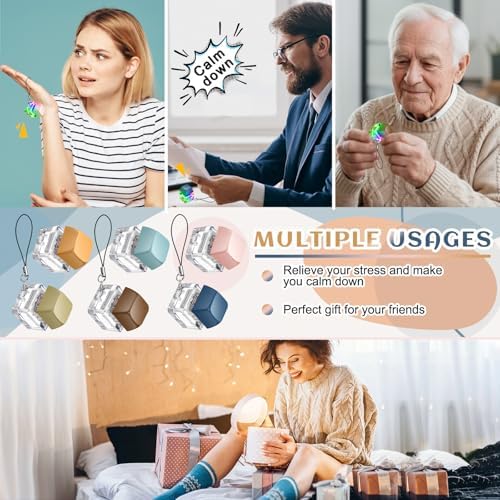 Packaging contents of the six-piece sensory fidget set showcasing all included colors and attachment chains
