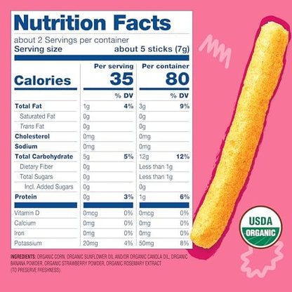 Earth's Best infant dissolvable teething snack pack of five nutritional facts label