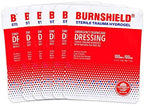 Detailed back label of Burnshield 4x4 dressing with usage instructions and ingredients.