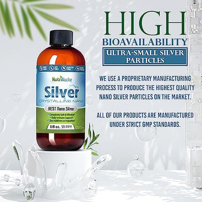 NutriNoche nano silver crystalline particles thirty parts per million label view
