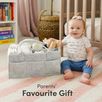 Folded Putska baby diaper caddy showing compact design