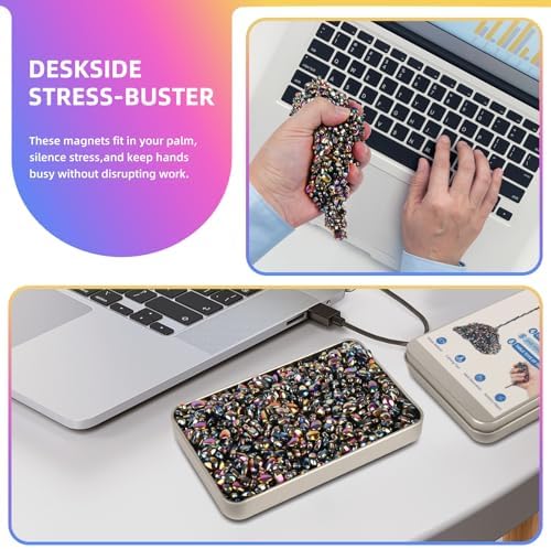 Adult hand using magnetic sensory stones for stress relief