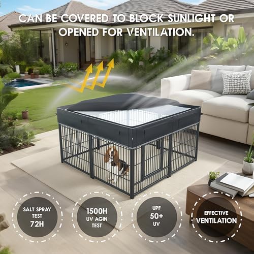Premium imported heavy duty pet playpen canopy cover setup inside a backyard.