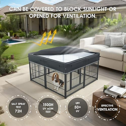 Premium imported heavy duty pet playpen canopy cover setup inside a backyard.