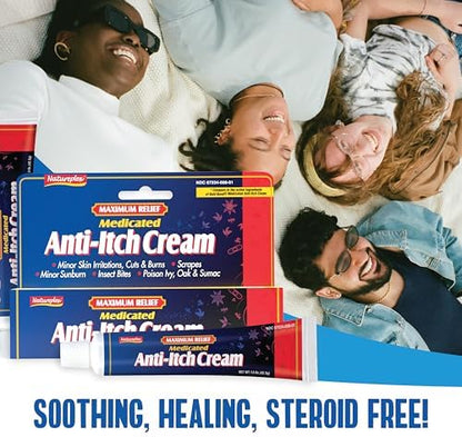 Back label of Natureplex anti-itch cream showing menthol and pramoxine ingredients
