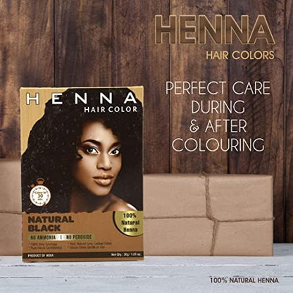 Jimy Henna Hair Color product display with lifestyle elements highlighting chemical free hair care.