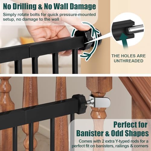 Close up of the childproof double lock system on the black Keny safety gate.