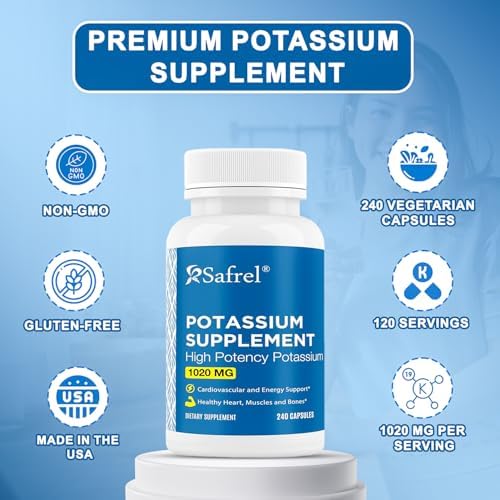 Safrel high potency potassium 240 vegetarian capsules nutritional facts label