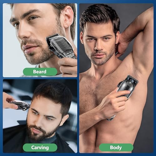 Side profile of the transparent black professional men's grooming clippers highlighting the slip resistant grip