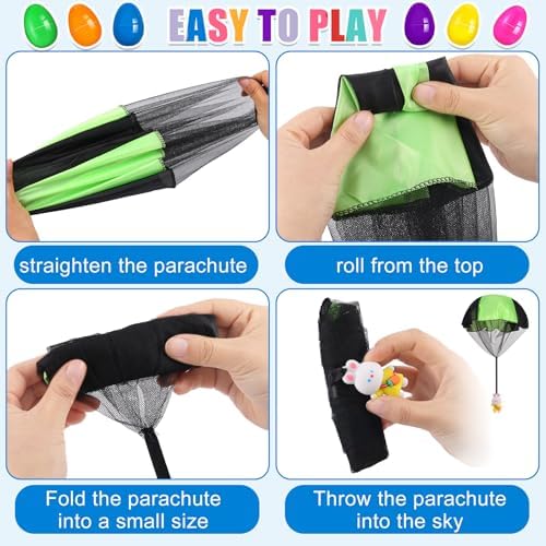 UURM premium imported parachute basket stuffers showing durable child safe plastic egg containers closed