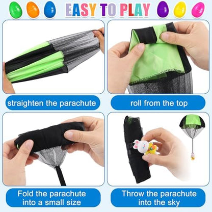 UURM premium imported parachute basket stuffers showing durable child safe plastic egg containers closed