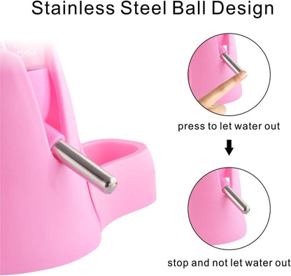 Guardians Hamster Water Bottle, Little Pet Automatic Drinking Bottle with Food Container Base Hut Hanging Water Feeding Bottles Auto Dispenser for Small Animals(80ml,Pink) - Image 5