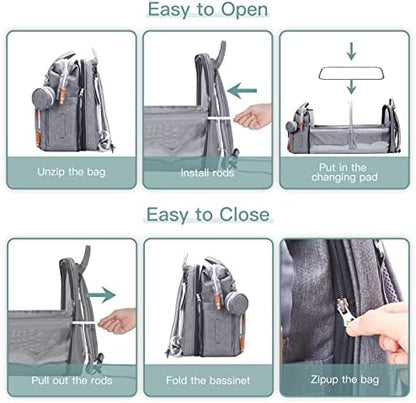 Rear view of the baby maternity backpack displaying the thick padded ergonomic shoulder straps