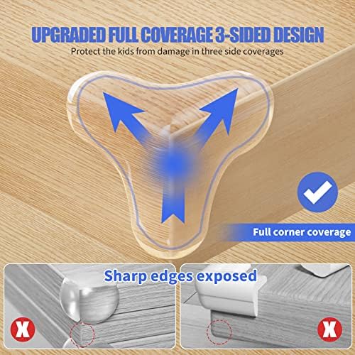 Transparent silicone corner guards installed on table edge