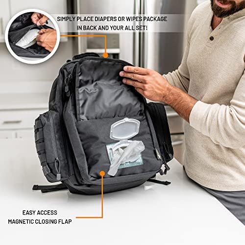 Tridee military diaper bag showing extra-long shoulder straps