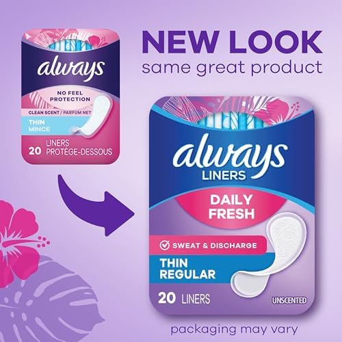 Always Thin Regular Absorbency individually wrapped liners for discreet protection