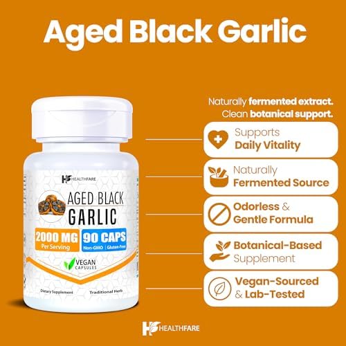 Healthfare Fermented Odorless Garlic Extract 90 vegan capsules label details